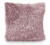 Velosso Velvet Touch Shaggy Chenille Cushion, Soft Texture, Zip Closure, Machine Washable, Luxury Living Room Decor - Blush Pink