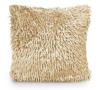 Velosso Velvet Touch Shaggy Chenille Cushion, Soft Texture, Zip Closure, Machine Washable, Luxury Living Room Decor - Cream
