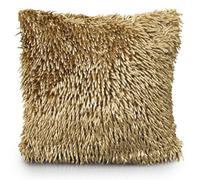 Velosso Velvet Touch Shaggy Chenille Cushion, Soft Texture, Zip Closure, Machine Washable, Luxury Living Room Decor - Latte