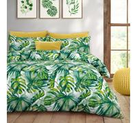 Velosso Vibrant Tropical Duvet Cover Set With Pillowcases, Nature-Inspired Botanical Design, Easy-Care Bedroom Decor - Green