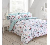 Velosso Vintage Floral Duvet Cover Set With Pillowcases, Colourful Bedding, Reversible Botanical Print, Button Enclosure - Multicolour