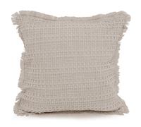 Velosso Waffle Fringed Filled Cushion with Shabby Chic Waffle in Beige | Size: 43 cm x 43 cm Velosso Beige 43 cm x 43 cm