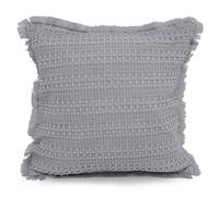 Velosso Waffle Fringed Filled Cushion with Shabby Chic Waffle in Grey | Size: 43 cm x 43 cm Velosso Grey 43 cm x 43 cm