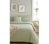 Velosso Waffle Plain Seersucker Bedding Set White Grey Stylish Waffle Weave Texture Duvet Quilt Cover and Pillowcase Set (Sage Green, Double)