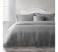Velosso Waffle Plain Seersucker Bedding Set White Grey Stylish Waffle Weave Texture Duvet Quilt Cover and Pillowcase Set (Silver Grey, King)