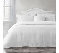 Velosso Waffle Plain Seersucker Bedding Set White Grey Stylish Waffle Weave Texture Duvet Quilt Cover and Pillowcase Set (White, Super King)