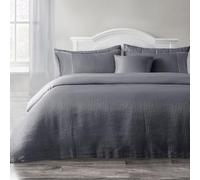 Velosso Waffle Plain Seersucker Bedding Set White Grey Stylish Waffle Weave Texture Duvet Quilt Cover and Pillowcase Set (Charcoal Grey, King)