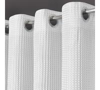 Velosso Waffle Thermal Total Blackout Curtains Ringtop Insulated Curtain Pair Waffle Jacquard Weave Texture (White, W66 X L90)