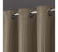 Velosso Waffle Thermal Total Blackout Curtains Ringtop Insulated Curtain Pair Waffle Jacquard Weave Texture (Natural, W66 X L90)