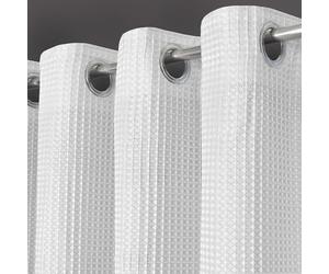 Velosso Waffle Thermal Total Blackout Curtains Ringtop Insulated Curtain Pair Waffle Jacquard Weave Texture (White, W90 X L90)