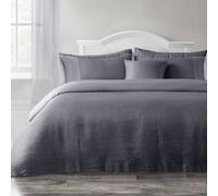 Velosso Waffle Weave Duvet Cover Set - Textured Pillowcase, Button Enclosure in Charcoal | Size: Double Velosso Charcoal Double