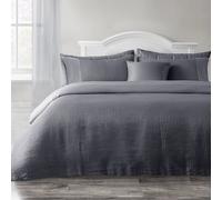 Velosso Waffle Weave Duvet Cover Set - Textured Pillowcase, Button Enclosure in Charcoal | Size: Single Velosso Charcoal Single