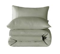 Velosso Waffle Weave Duvet Cover Set - Textured Pillowcase, Button Enclosure in Light Green | Size: Double Velosso Light Green Double