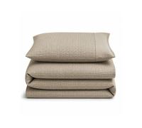 Velosso Waffle Weave Duvet Cover Set - Textured Pillowcase, Button Enclosure in Natural | Size: King Velosso Natural King