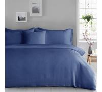 Velosso Waffle Weave Duvet Cover Set - Textured Pillowcase, Button Enclosure in Navy | Size: Single Velosso Navy Single