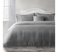 Velosso Waffle Weave Duvet Cover Set - Textured Pillowcase, Button Enclosure in Silver | Size: Double Velosso Silver Double