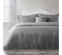 Velosso Waffle Weave Duvet Cover Set - Textured Pillowcase, Button Enclosure in Silver | Size: Single Velosso Silver Single