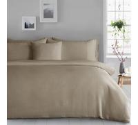 Velosso Waffle Weave Duvet Cover Set With Pillowcases, Button Enclosure Textured Duvet, Easy-Care Quilt Cover - Natural