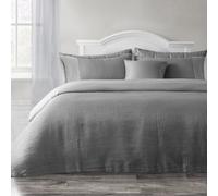 Velosso Waffle Weave Duvet Cover Set With Pillowcases, Button Enclosure Textured Duvet, Easy-Care Quilt Cover - Silver