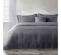 Velosso Waffle Weave Duvet Cover Set With Pillowcases, Button Enclosure Textured Duvet, Easy-Care Quilt Cover - Charcoal