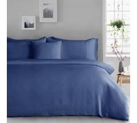 Velosso Waffle Weave Duvet Cover Set With Pillowcases, Button Enclosure Textured Duvet, Easy-Care Quilt Cover - Navy