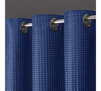 Velosso Waffle Weave Total Blackout Jacquard Eyelet Header C in Navy | Size: 168 cm width x 137 cm drop Velosso Navy 168 cm width x 137 cm drop