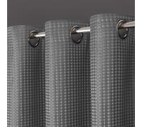 Velosso Waffle Weave Total Blackout Jacquard Eyelet Header C in Silver | Size: 168 cm width x 183 cm drop Velosso Silver 168 cm width x 183 cm drop