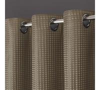 Velosso Waffle Weave Total Blackout Jacquard Eyelet Header Curtains - Natural