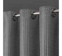 Velosso Waffle Weave Total Blackout Jacquard Eyelet Header Curtains - Silver