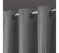 Velosso Waffle Weave Total Blackout Jacquard Eyelet Header Curtains - Silver