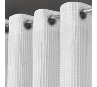Velosso Waffle Weave Total Blackout Jacquard Eyelet Header Curtains - White