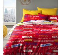 Velosso Wake Me Up Printed Cotton Blend Duvet Cover and Pillowcase Set - Red - King