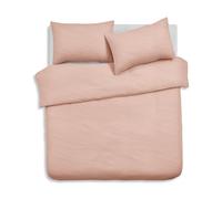 Velosso Washed Linen Brushed MicroFibre Rose Pink Duvet Cover Bedding Set Soft Plain Dye Bedding Quilt Cover Set, with Pillow case (Pink, Single)