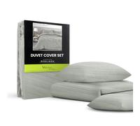 Velosso Washed Linen Brushed MicroFibre Silver Grey Duvet Cover Bedding Set Soft Plain Dye Bedding Quilt Cover Set, with Pillow case (Silver, Single)