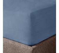 Velosso Washed Linen Look Fitted Sheet with Plain Dye Sheet in Blue | Size: Super King Velosso Blue Super King