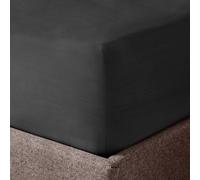 Velosso Washed Linen Look Fitted Sheet with Plain Dye Sheet in Charcoal | Size: Super King Velosso Charcoal Super King