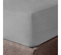 Velosso Washed Linen Look Fitted Sheet with Plain Dye Sheet in Silver | Size: Single Velosso Silver Single