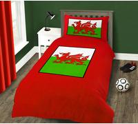 Velosso Welsh Dragon Printed Cotton Blend Duvet Cover and Pillowcase Set - Red - Single