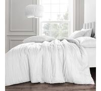 Velosso White Calais Crinkle Duvet Cover And Pillowcase Set King