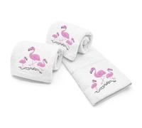 Velosso White Flamingo Embroidered Cotton Tea Towel 50Cm X 70Cm