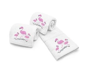 Velosso White Flamingo Embroidered Cotton Tea Towel 50Cm X 70Cm