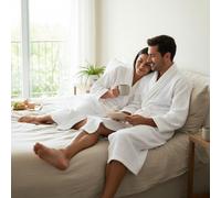 Velosso White Hotel Waffle Bathrobe 100% Cotton