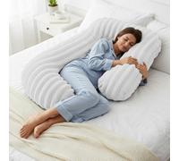 Velosso White Jumbo Cord Faux Rabbit Fur Body Pillow 75Cm X 135Cm