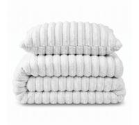 Velosso White Jumbo Cord Faux Rabbit Fur Duvet Cover And Pillowcase Set Double