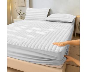 Velosso White Jumbo Cord Faux Rabbit Fur Fitted Sheet Single