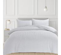 Velosso White Kinsley Embossed Pattern Duvet Cover And Pillowcase Set Double