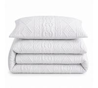 Velosso White Quilted Knit Pinsonic Duvet Cover And Pillowcase Set King