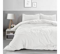 Velosso White Washed Linen Look Duvet Cover And Pillowcase Set Single