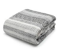 Velosso Zigzag Throw Multicoloured Aztec Design With Tassels, Soft Acrylic Blanket For Bed, Sofa Or Armchair, 70Cm X 100Cm - Grey