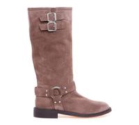 Velour Biker Ankle Boot - female - Via Roma 15 - High Boots - Brown - 5 UK - Shoes 5 UK